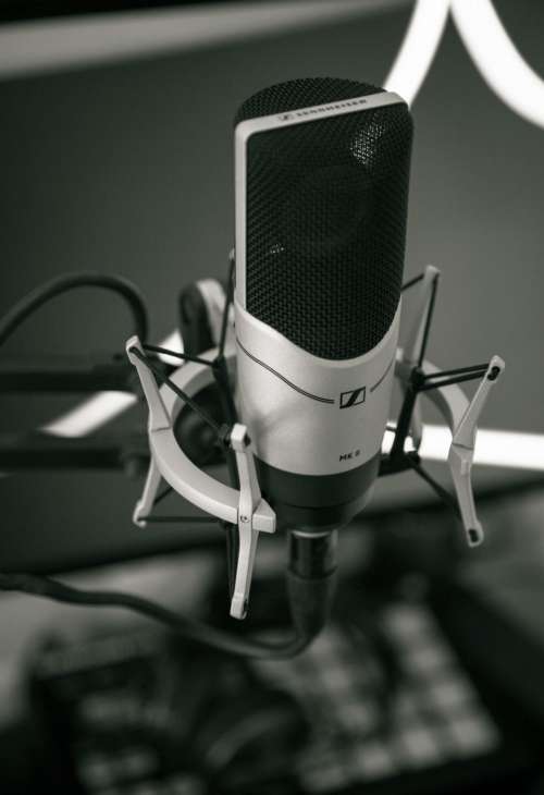 black and white microphone filter music studio