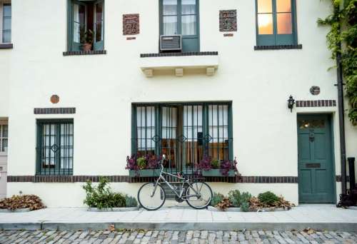 bike bicycle building windows shutters