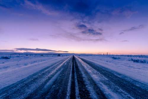 frozen winter road landscape rural