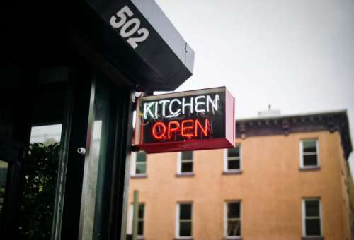 kitchen open sign restaurant food