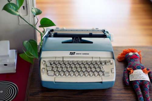 typewriter writing office desk business