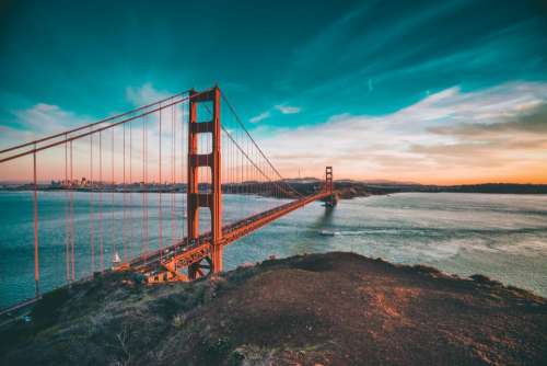 Golden Gate Bridge architecture San Francisco sea water