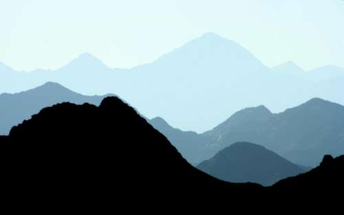 nature mountains sky blue silhouette