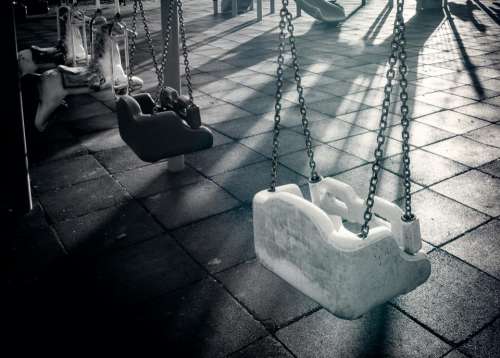 swings playground park fun black and white