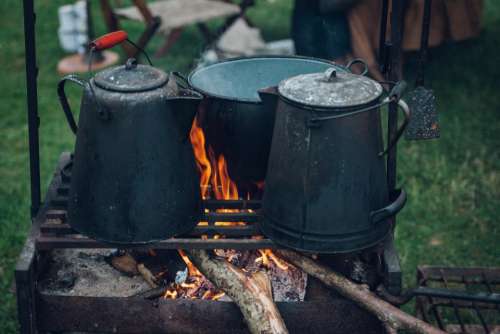 fire flame kettle steel firewood