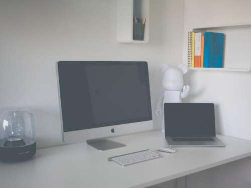 office desk business creative laptop