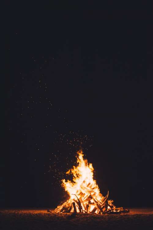 night bonfire fire woods travel
