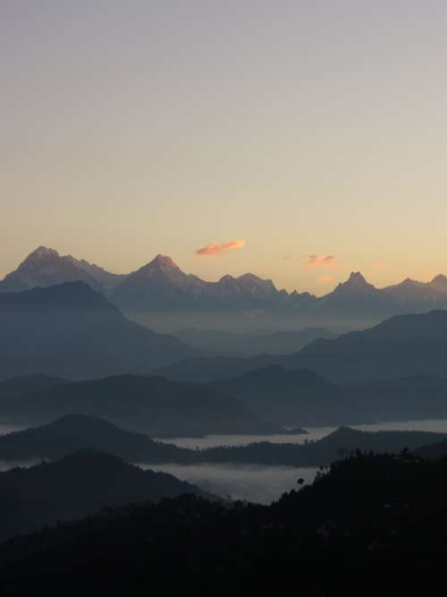 nepal mountain sunrise morning clouds