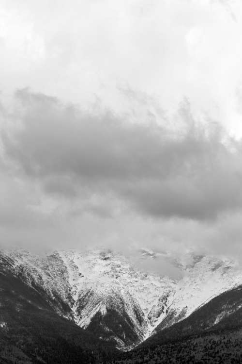 winter landscape mountains black and white sky
