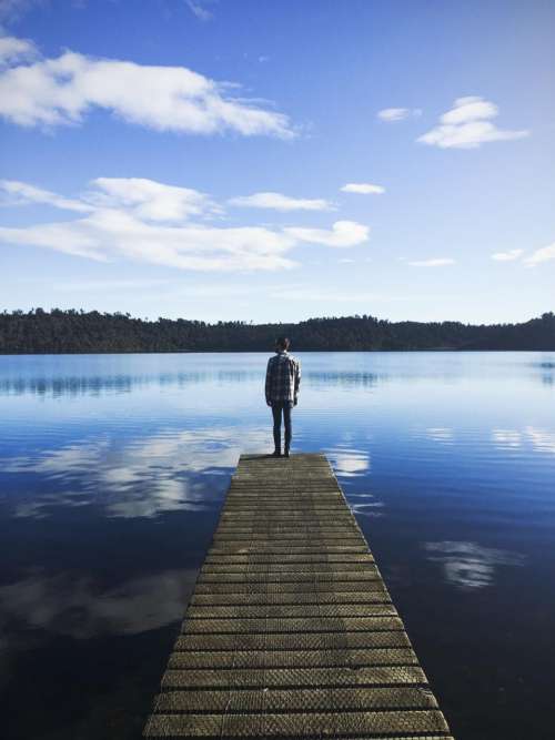 dock pier lake water guy