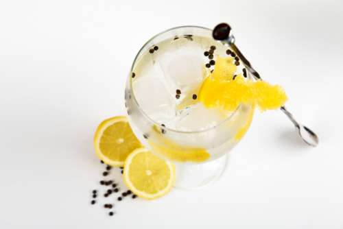 gin cocktail lemon glass cold
