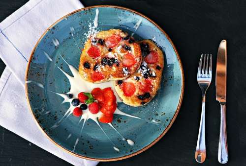 strawberry fruit dessert pancake blueberry