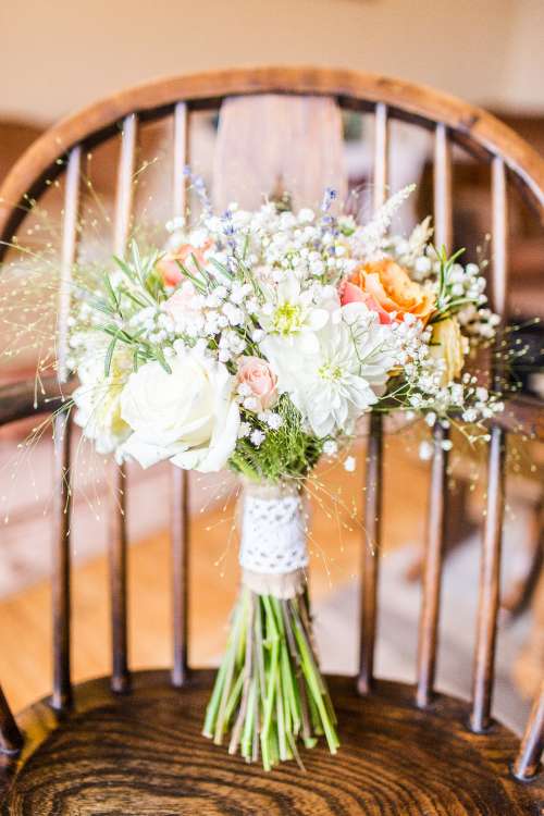 wedding flowers bouquet rustic wedding chair