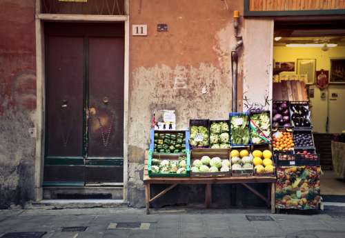 vegetable stall food city door