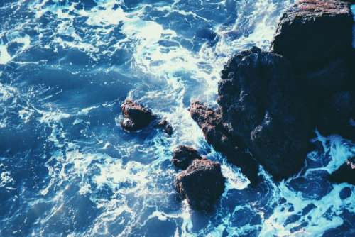 ocean sea waves rocks summer