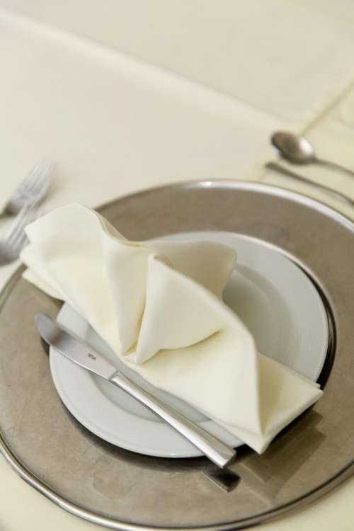 table setup restaurant plate napkin