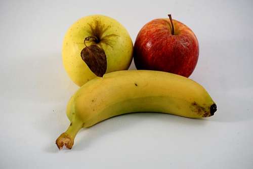 fruit banana apple pears red