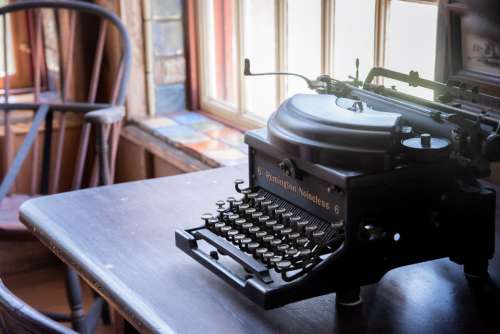 antique typewriter desk office business
