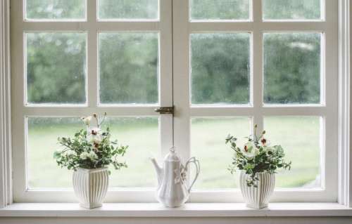 white window glass shield frame