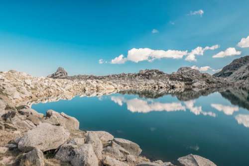 lake blue water reflection outdoor