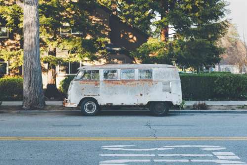 hippie van vehicle city street