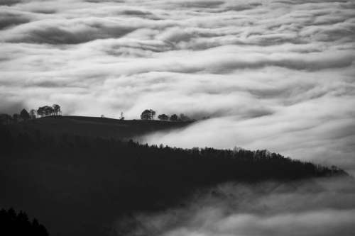 black and white sky clouds fogs cold