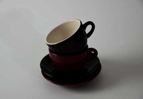ceramic cup red white black