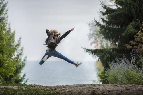 people girl lady female jump