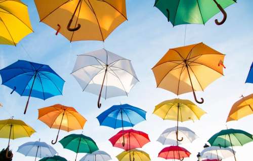 umbrellas sky sunshine summer
