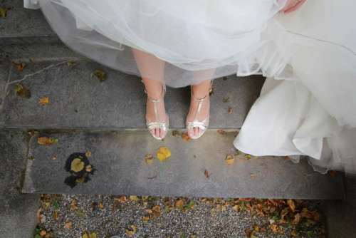 white wedding gown dress leg