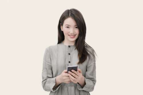 woman smartphone girl smile asian