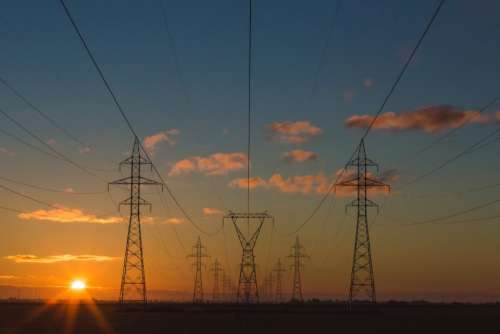 sunset electricity electrical wires sky