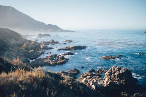 nature landscape mountain coast sea