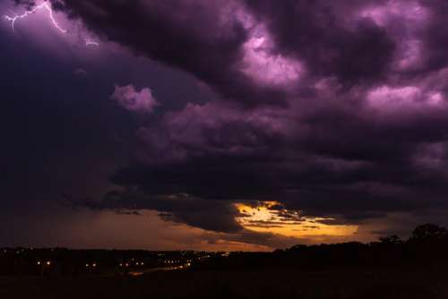 purple clouds storm lightning cloudy