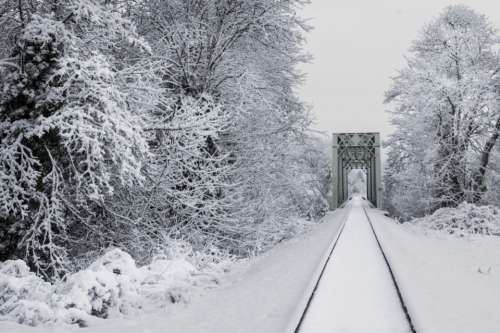 snow train tracks transport outdoors