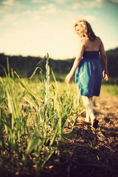 girl woman field grass nature
