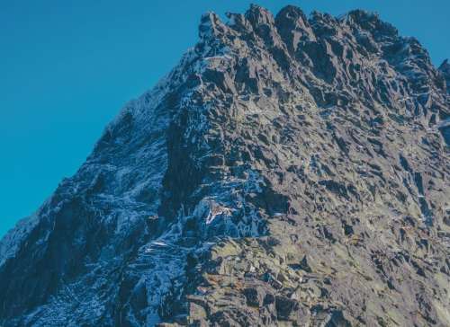 mountain highland blue sky summit