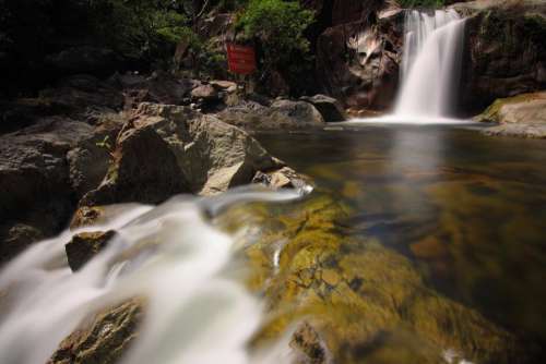 stream water falls rocks nature