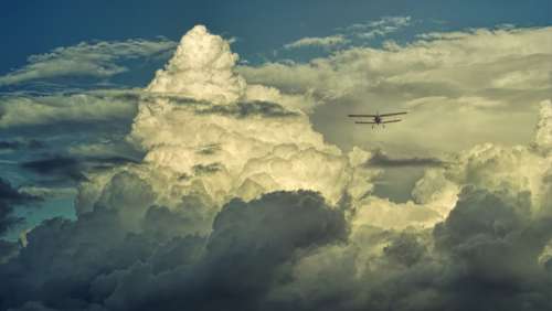 small plane clouds transport fly