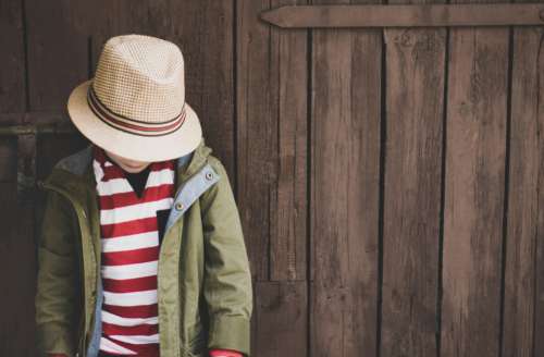 young child hat stripes red