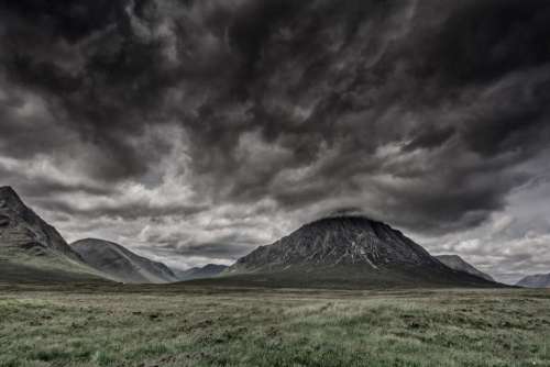 dark sky cloudy mountain highland