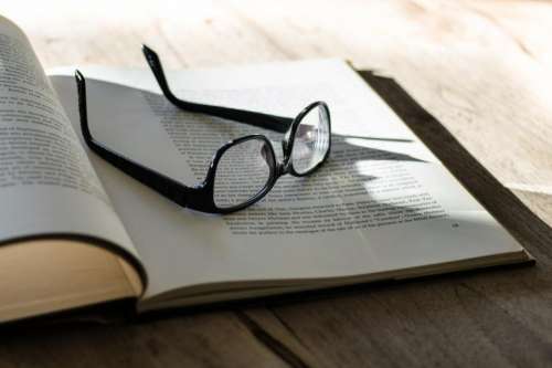 eyeglasses book reading study learning