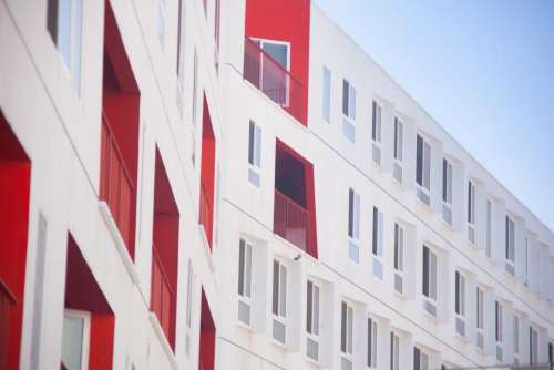 architecture red white building infrastructure