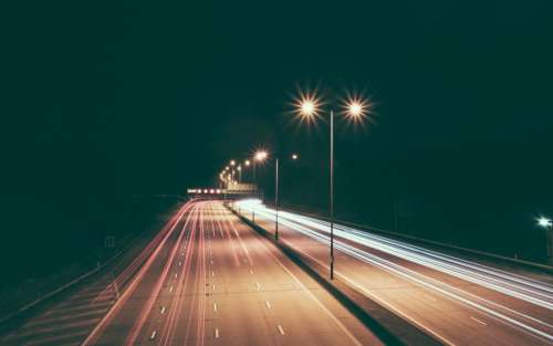 highway road lights lamp posts night