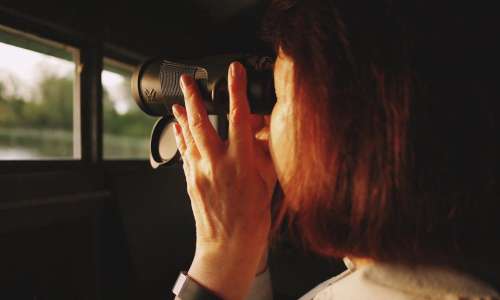 girl woman binoculars looking watching