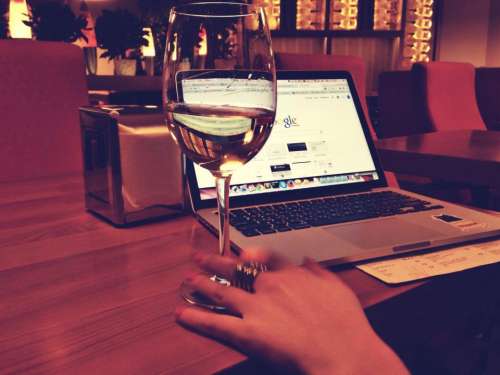 macbook wine google laptop computer