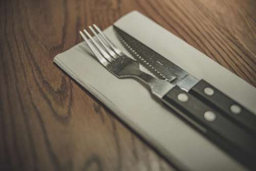 fork knife utensils napkin table