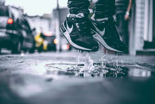 nike shoes sneakers puddle wet