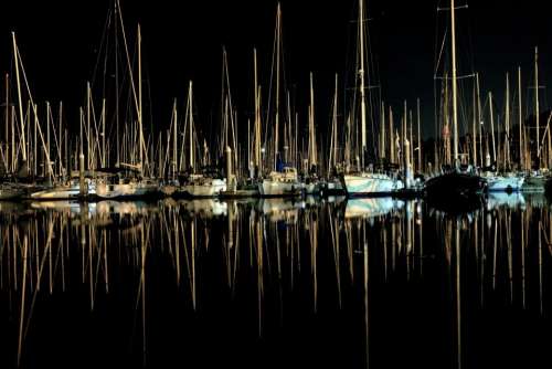 reflection dark night sea water