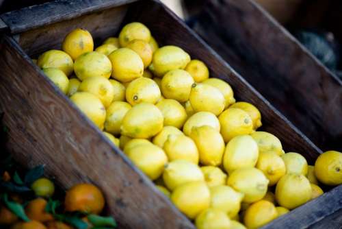 lemons fruits basket market food